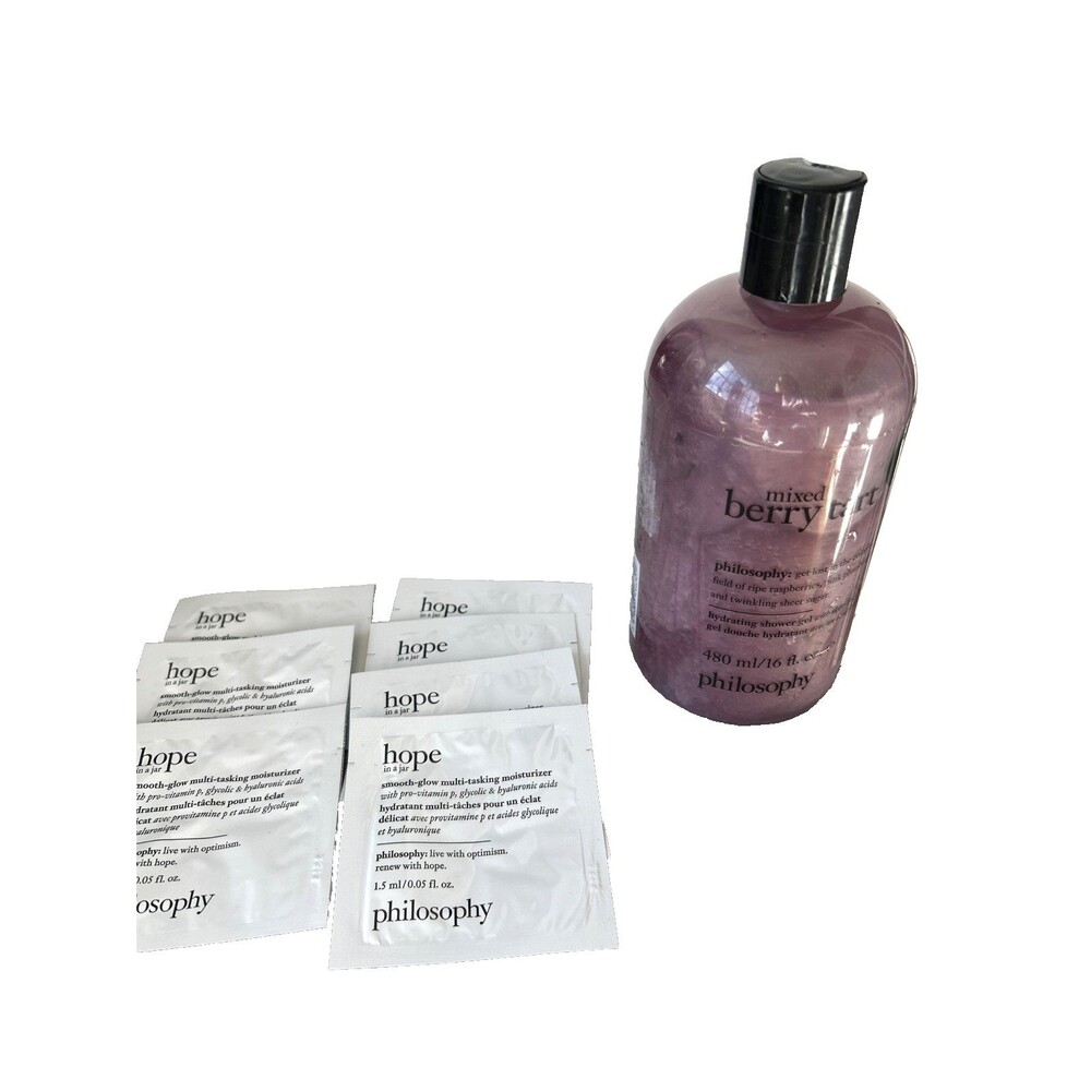 Philosophy Mixed Berry Tart Shower Gel Bath 16 oz 7 Samples Hope Moisturizer New
